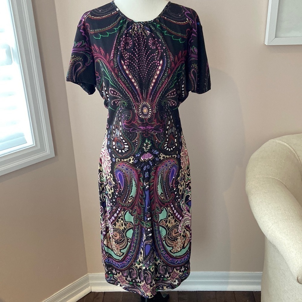 𝅺ROBERTO CAVALLI l Paisley Print Crewneck Dress